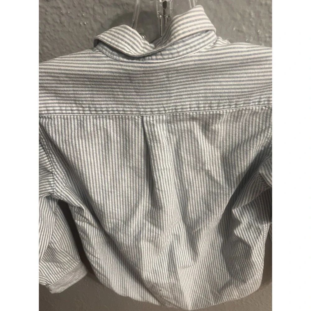 Boys Ralph Lauren blue white striped long sleeve Button Up‎ size 6 Vintage